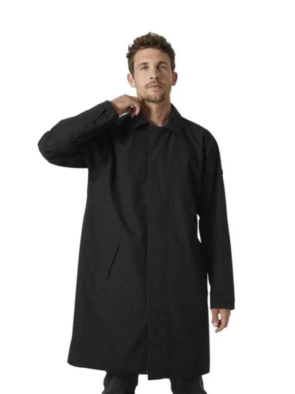 NEW Helly Hansen Mens Vika Rain Trench Jacket Black Size Large [jb]